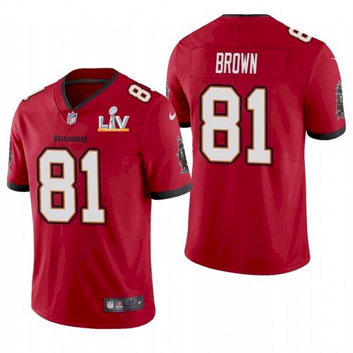 Men's Tampa Bay Buccaneers #81 Antonio Brown Red NFL 2021 Super Bowl LV Limited Stitched Jersey